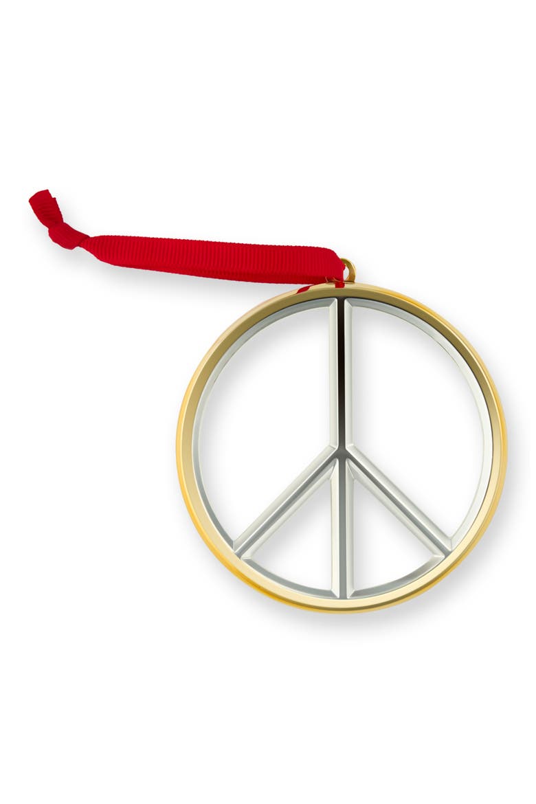 Peace Sign Ornament, Main, color, SILVER
