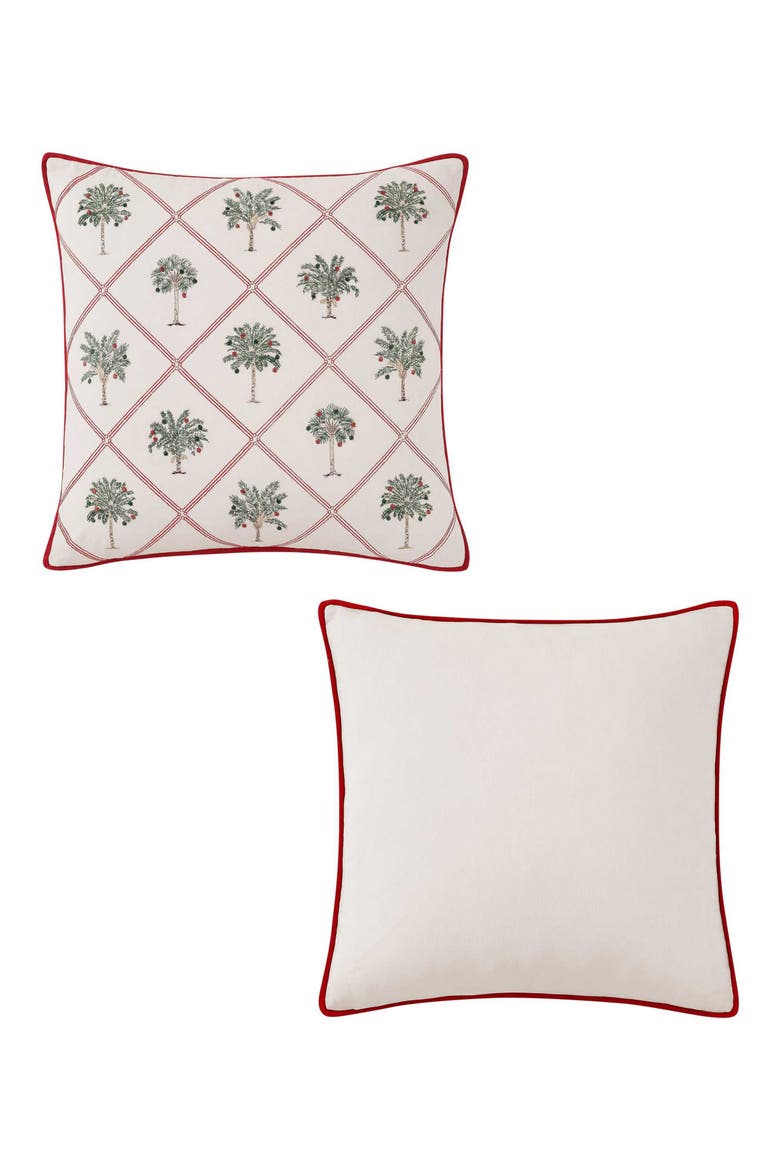 Palm Tree Trellis Decorative Accent Pillow, Alternate, color, MEDIUM / DARK RED