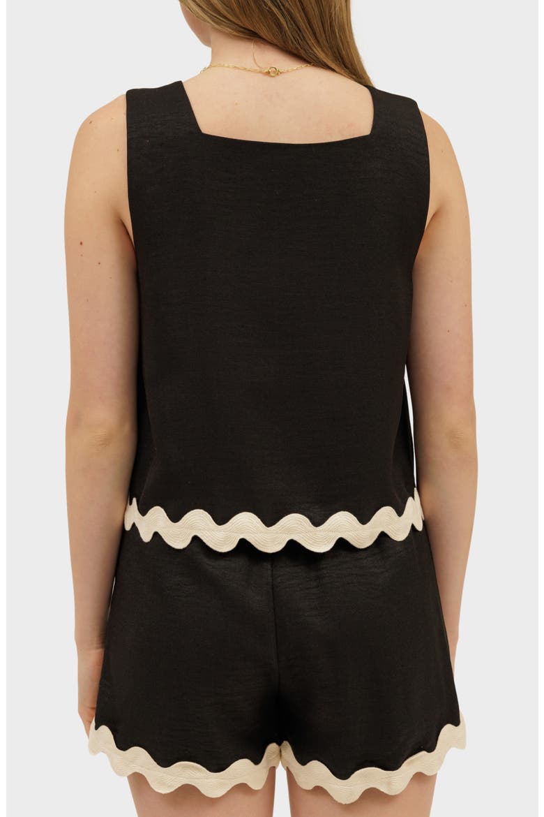 Rickrack Trim Tank & Shorts Set, Alternate, color, BLACK