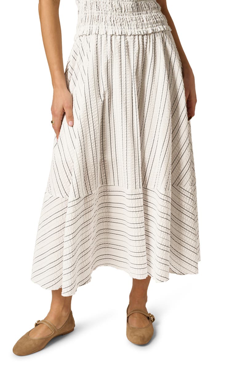 Adrianna Papell Smocked Halter Midi Dress, Alternate, color, Ivory Multi