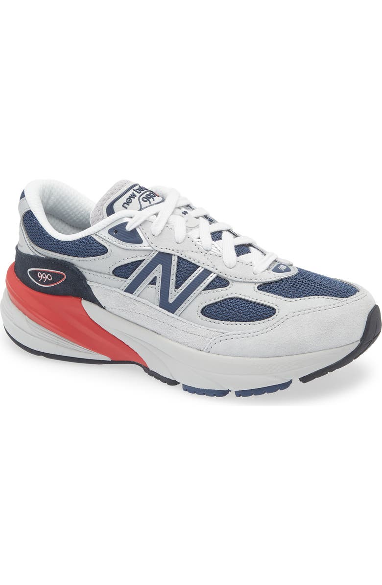 New Balance Kids' 990 v6 Sneaker, Main, color, Grey Matter/ Team Red