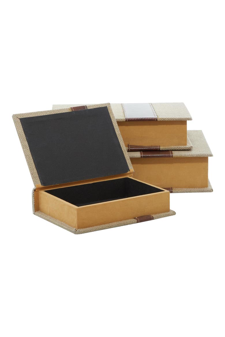 Set of 3 Faux Book Boxes, Alternate, color, BROWN