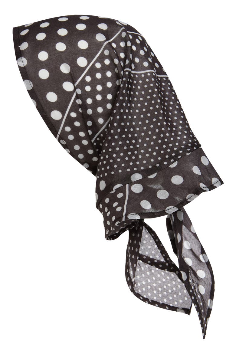 Ruffle Trim Polka Dot Hair Scarf, Main, color, SPOT