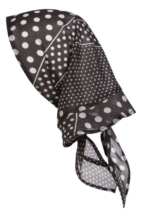 Ruffle Trim Polka Dot Hair Scarf