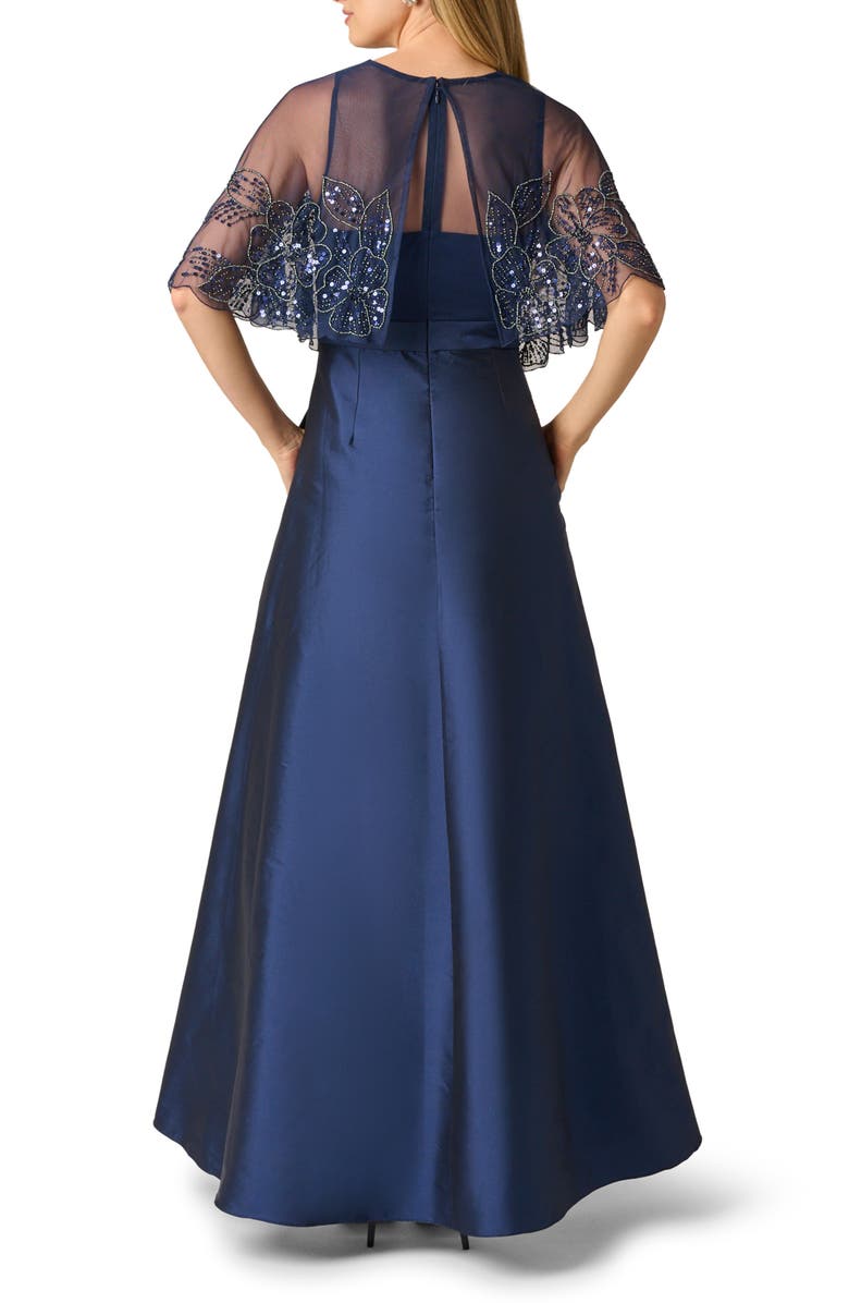 Adrianna Papell Beaded Cape Taffeta Gown, Alternate, color, 
