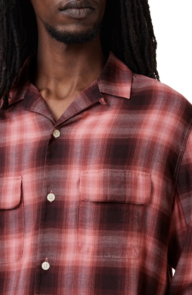 AllSaints Aalto Plaid Long Sleeve Button-Up Shirt, Alternate, color, Pink