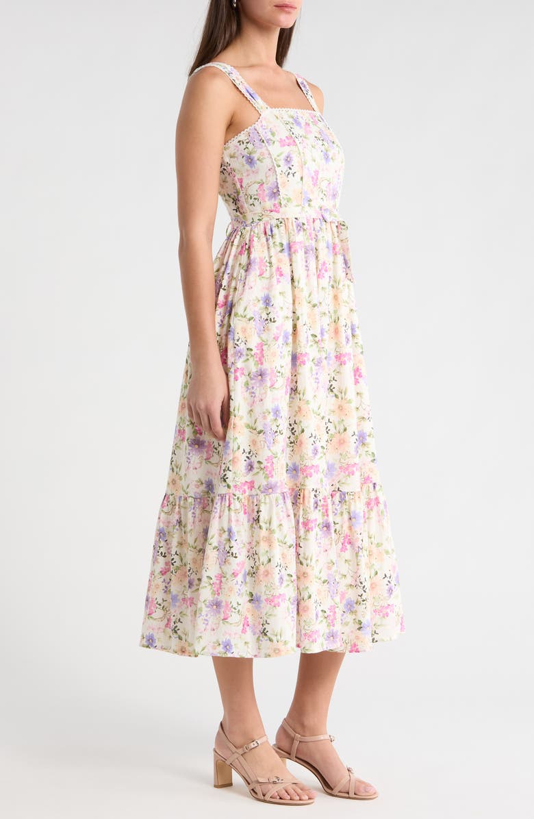 CeCe Floral Midi Sundress, Alternate, color, New Ivory