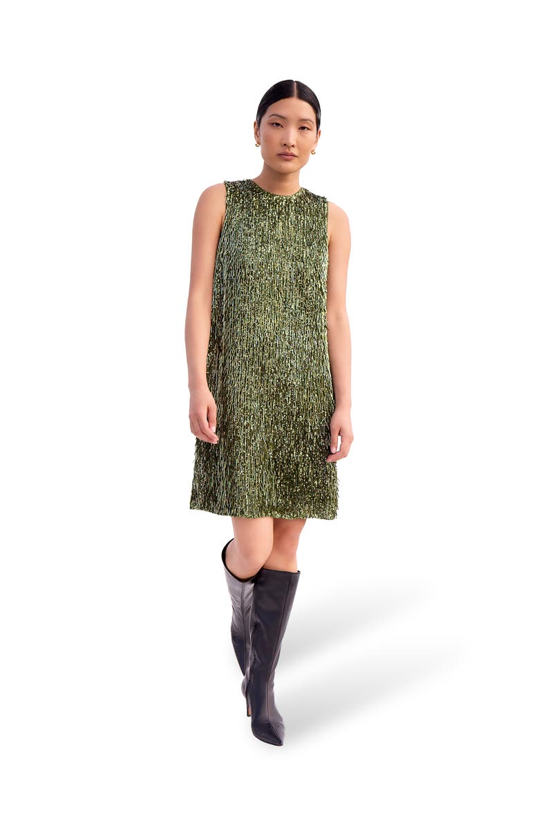 Ro&Zo Nina Drop Sequin Shift Dress, Main, color, Green
