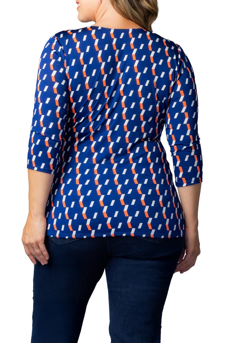 Faux Wrap Top, Alternate, color, NAVY GEO PRINT