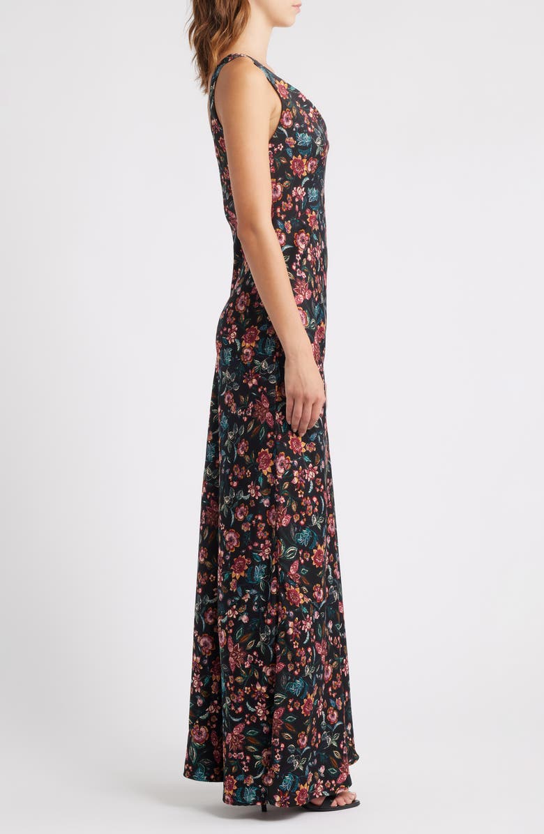 WAYF Keira Floral Sleeveless Gown, Alternate, color, Black Allover Floral