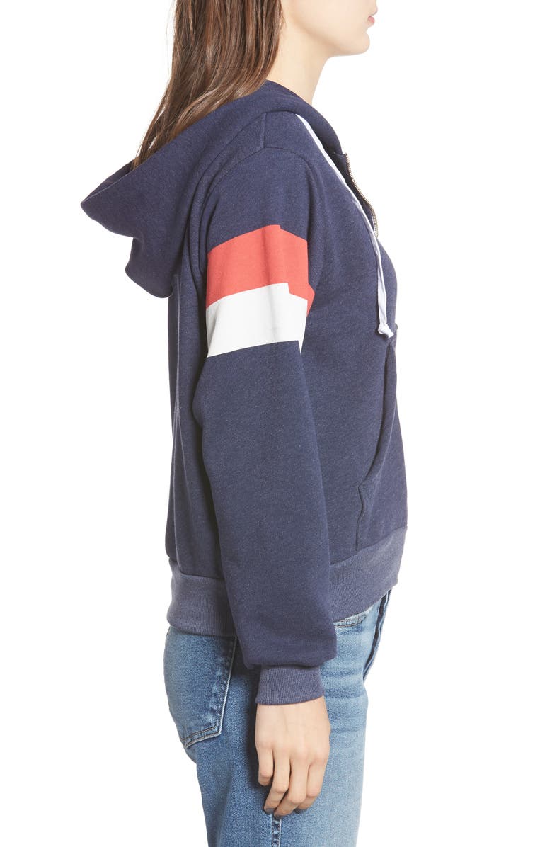 Wildfox Regan Varsity Stripe Zip Hoodie, Alternate, color, 