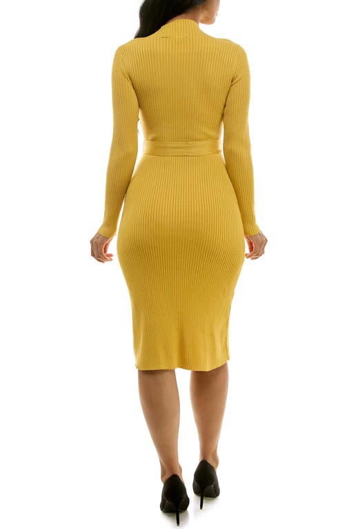 Nina Leonard Mock Neck Long Sleeve Midi Dress