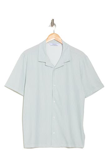 Kenneth Cole Short Sleeve Camp Shirt In Blue
