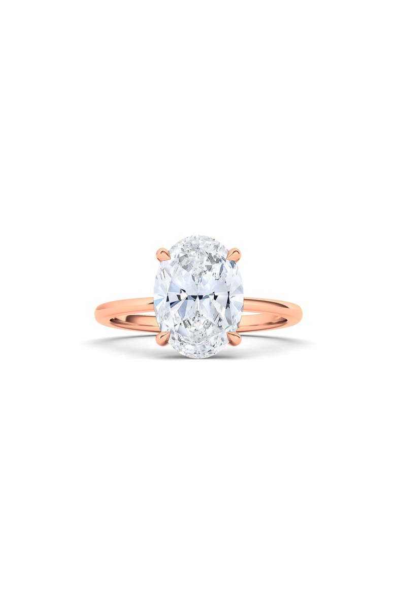 Oval Cut Lab Created Diamond Ring, Main, color, 18K ROSE GOLD