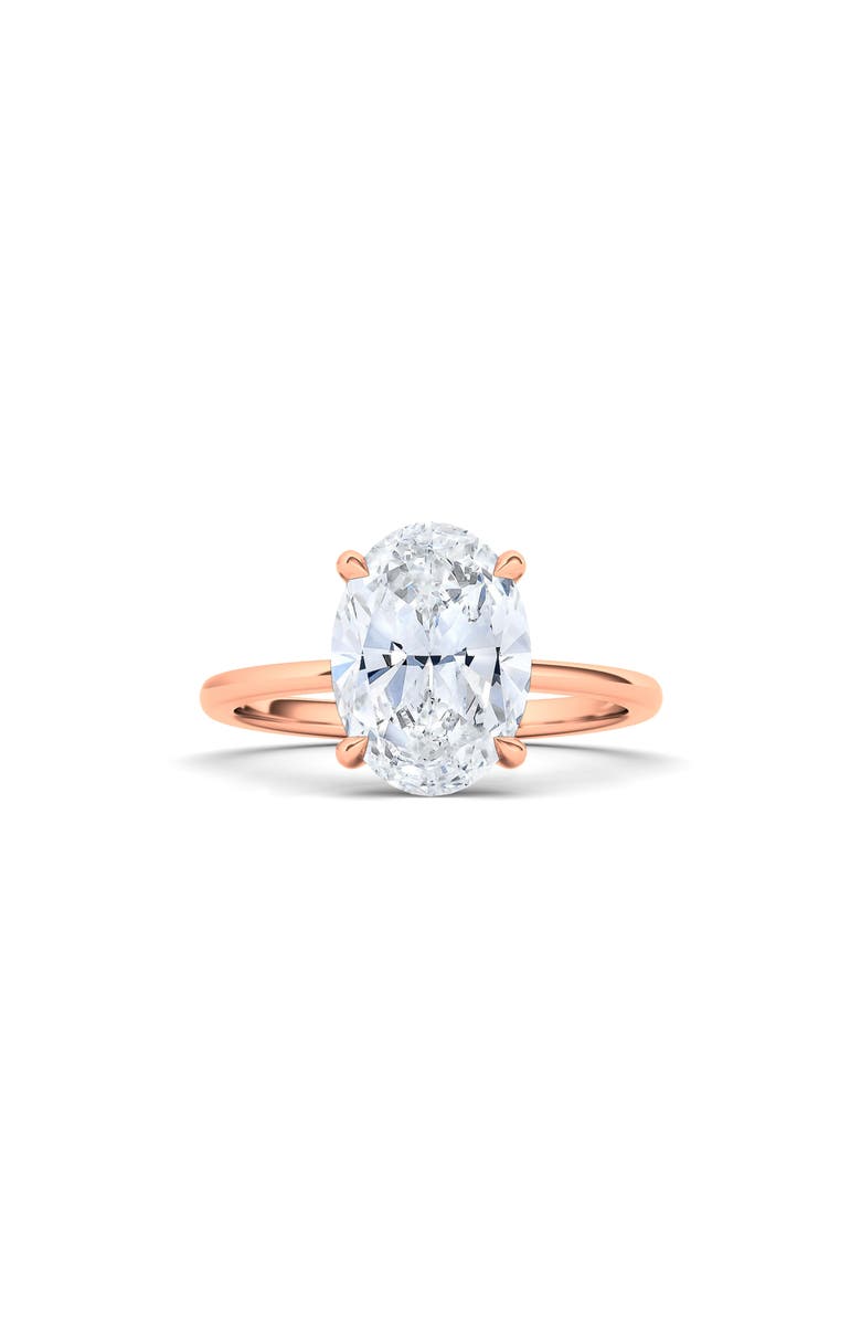 HauteCarat Oval Cut Lab Created Diamond Ring, Main, color, 2.00 Ctw 18K Rose Gold