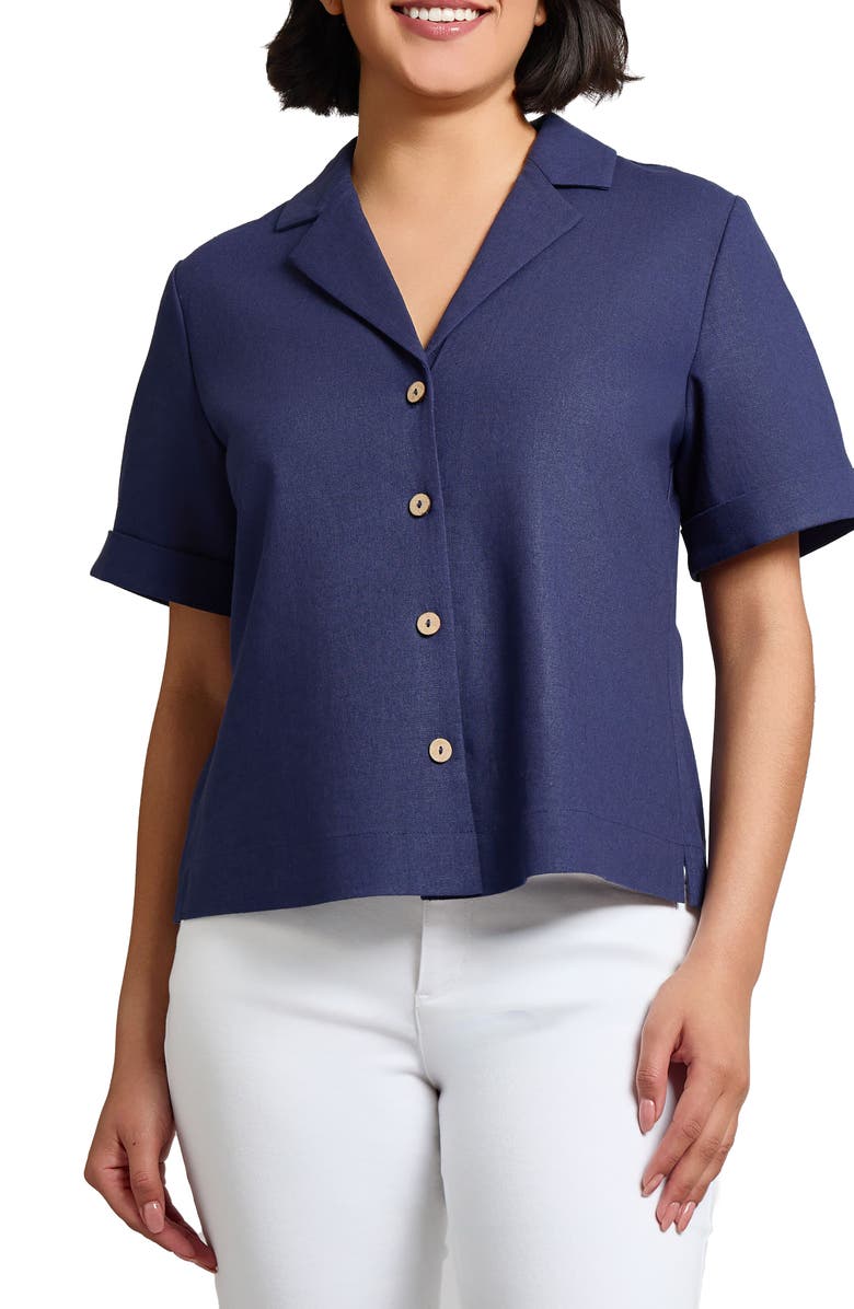 Jones New York Linen Blend Button-Up Shirt, Main, color, 