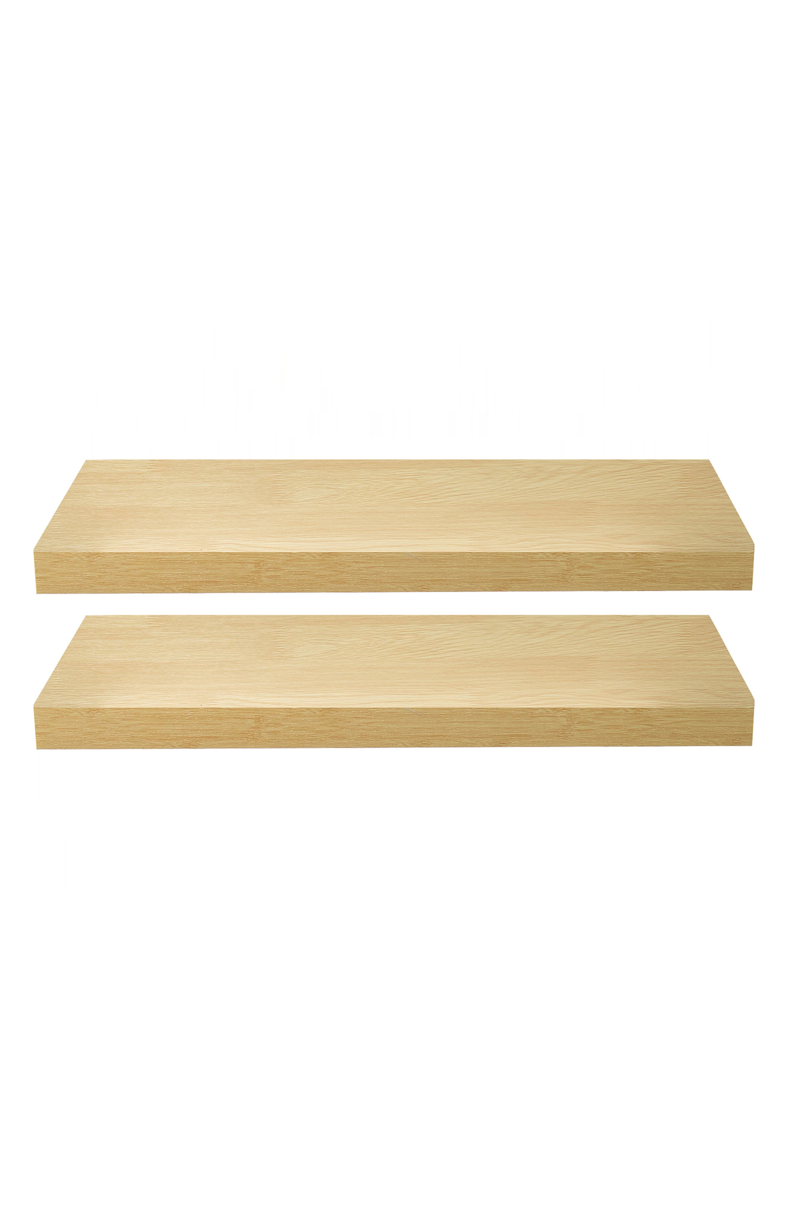 SORBUS Maple Floating Rectangle Wall Shelf - Set of 2