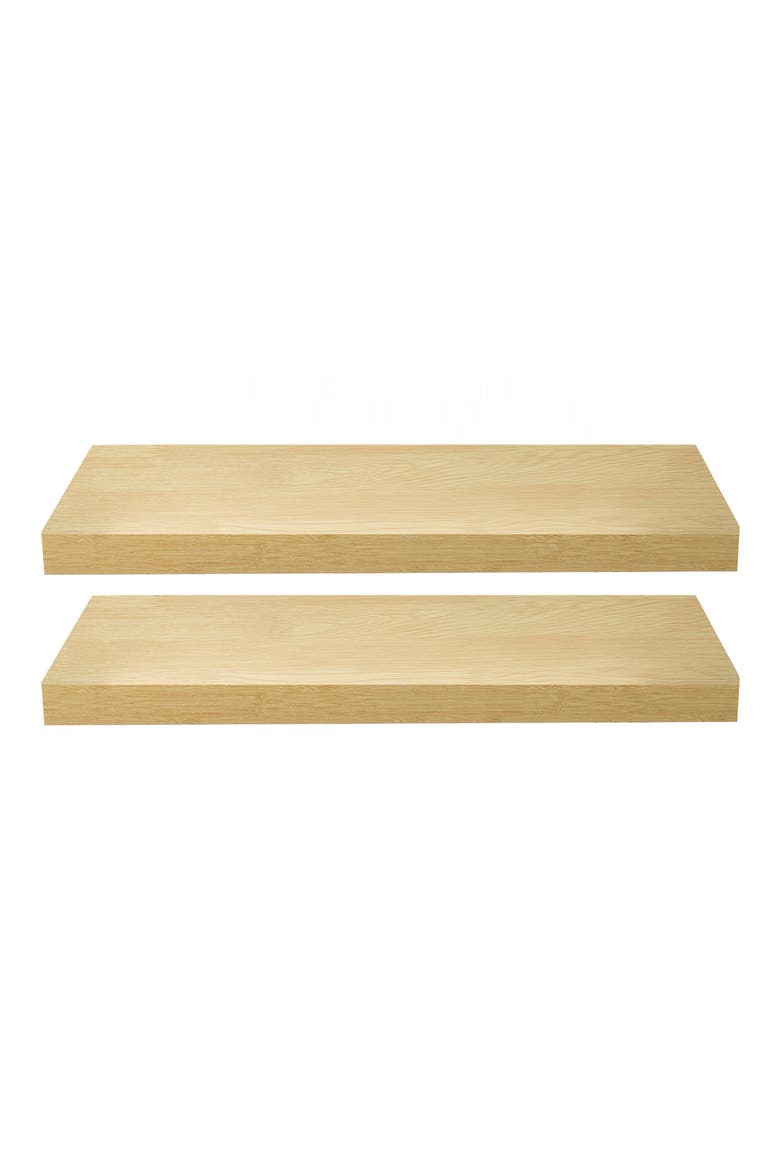Maple Floating Rectangle Wall Shelf - Set of 2, Main, color, MAPLE WOOD