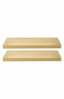 SORBUS Maple Floating Rectangle Wall Shelf - Set of 2