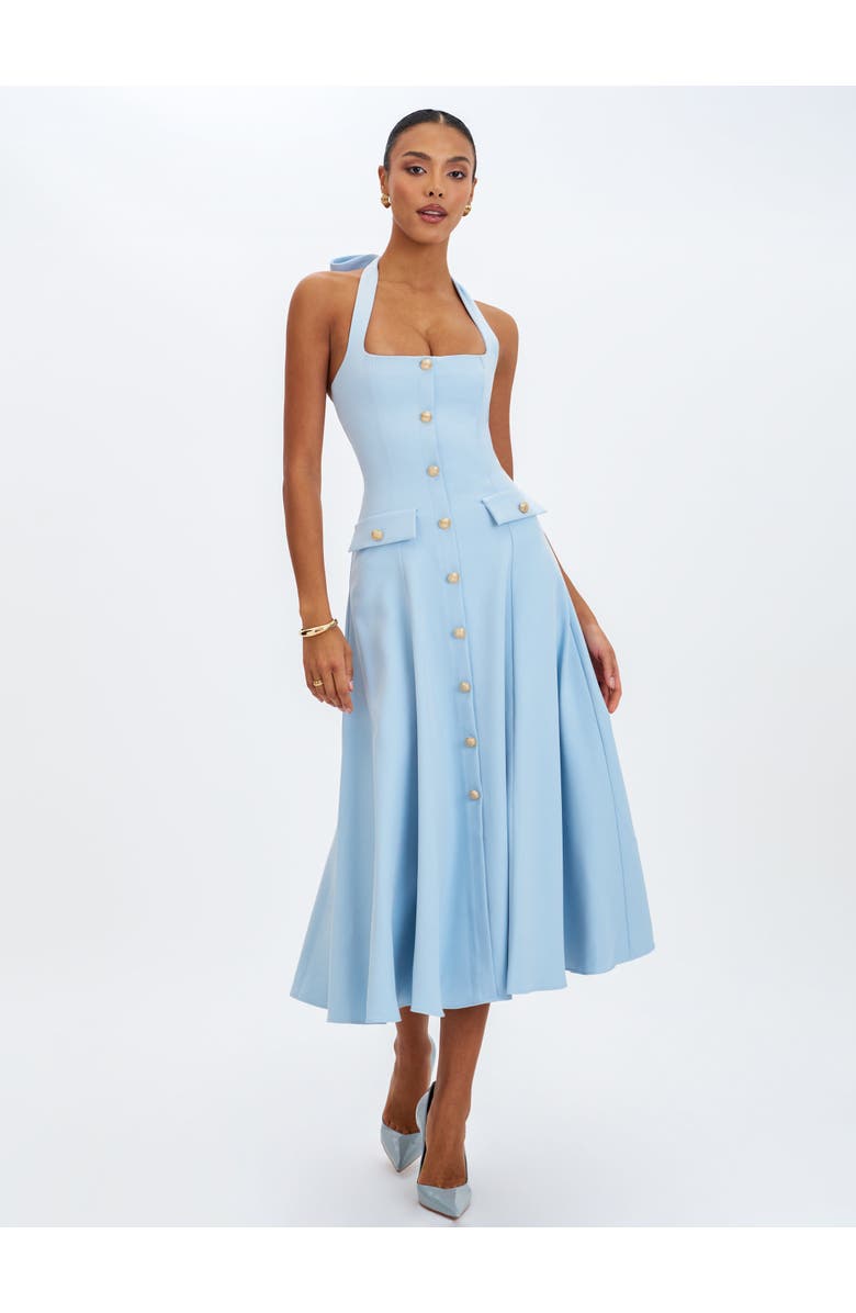 Miss Circle Gillian Halter A-Line Midi Dress, Alternate, color, Mist Blue