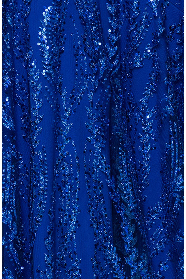 Sequin Illusion Bodice Mermaid Gown, Alternate, color, ROYAL