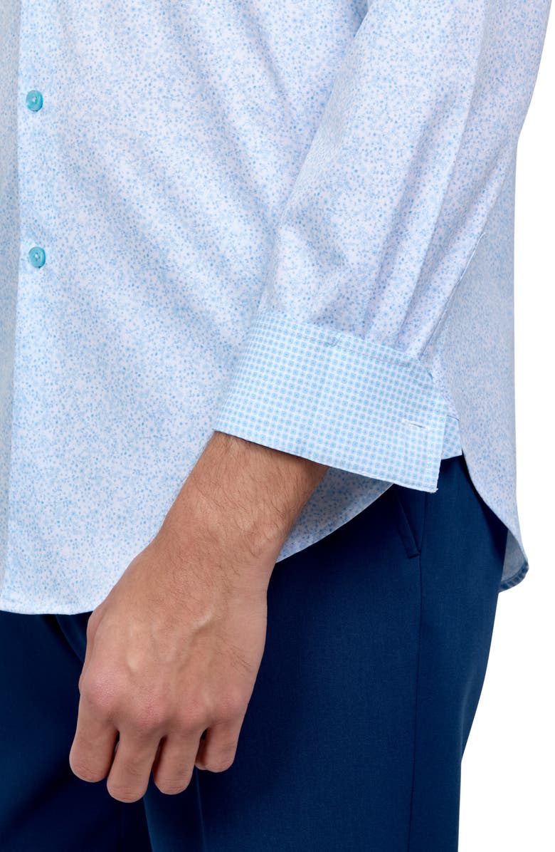 W.R.K Slim Fit Ditsy Floral Performance Dress Shirt, Alternate, color, Light Blue