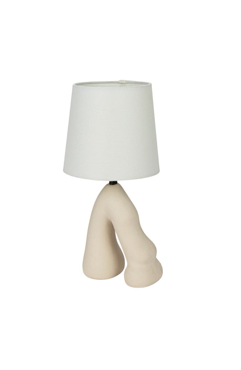Storied Home Ceramic Table Lamp with Volcano Finish, Main, color, White