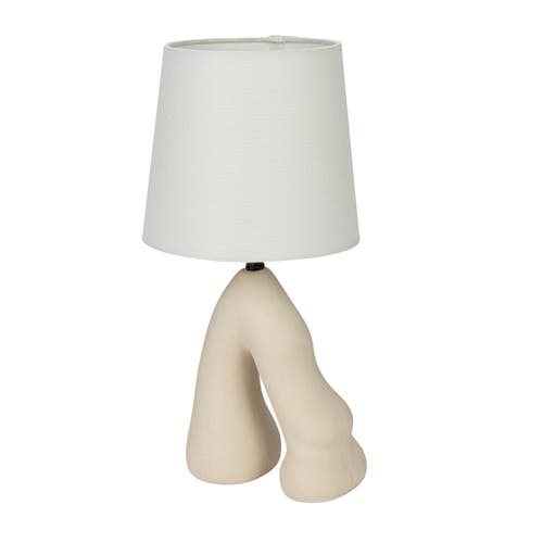 Storied Home Ceramic Table Lamp With Volcano Finish In White