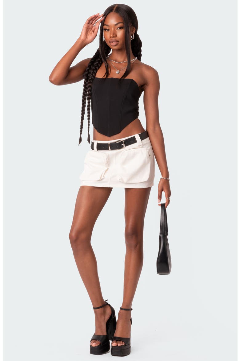 Belted Low Rise Cargo Miniskirt, Alternate, color, WHITE