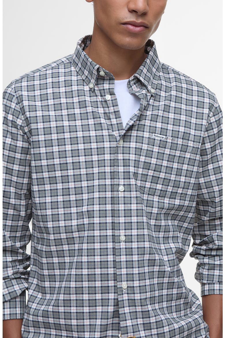 Lomond Tailored Fit Plaid Stretch Cotton Button-Down Shirt, Alternate, color, BLEACHED PINE TARTAN