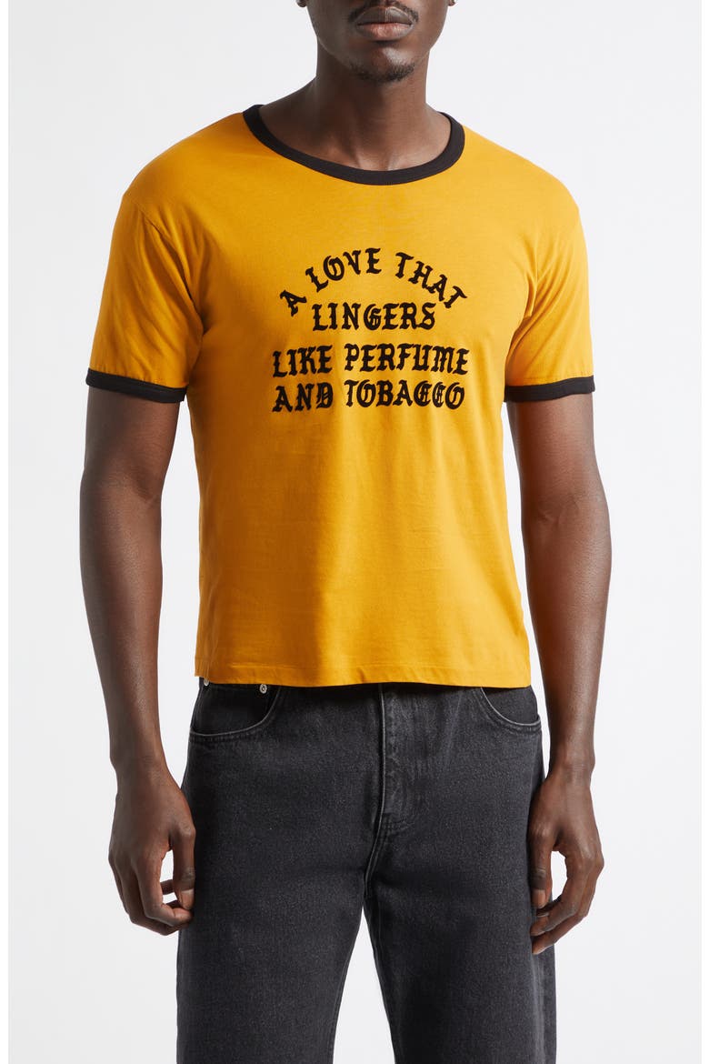 A Love That Lingers Cotton Ringer T-Shirt, Main, color, MUSTARD/ BLACK