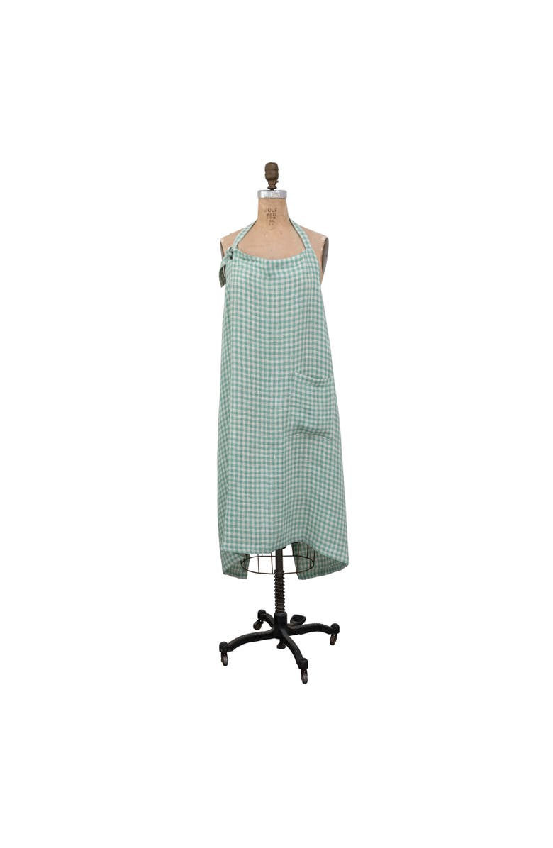 Storied Home Gingham Woven Linen & Cotton Apron, Main, color,