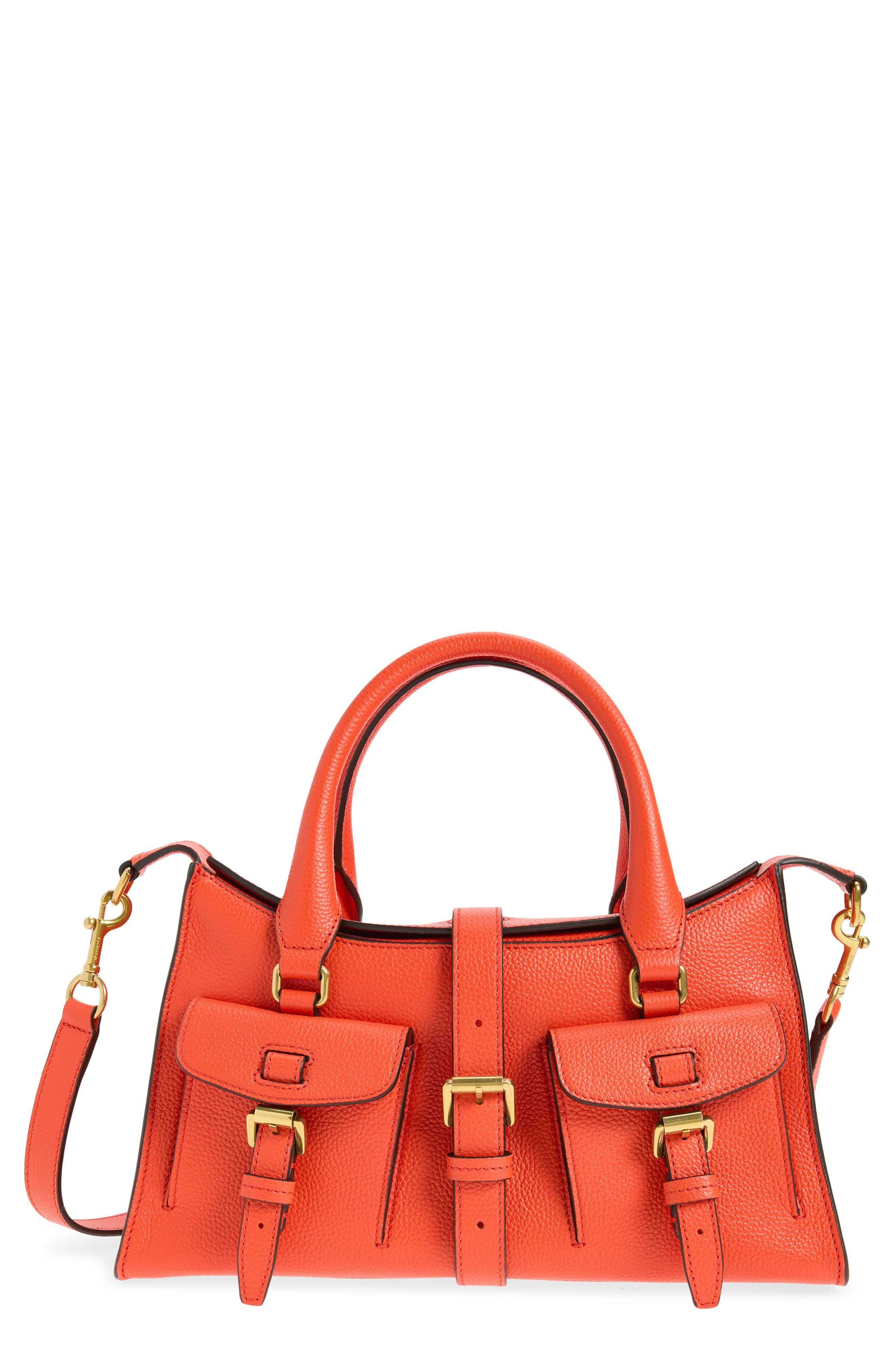 Mulberry Small Roxanne Leather Crossbody Bag, Main, color, Coral Orange