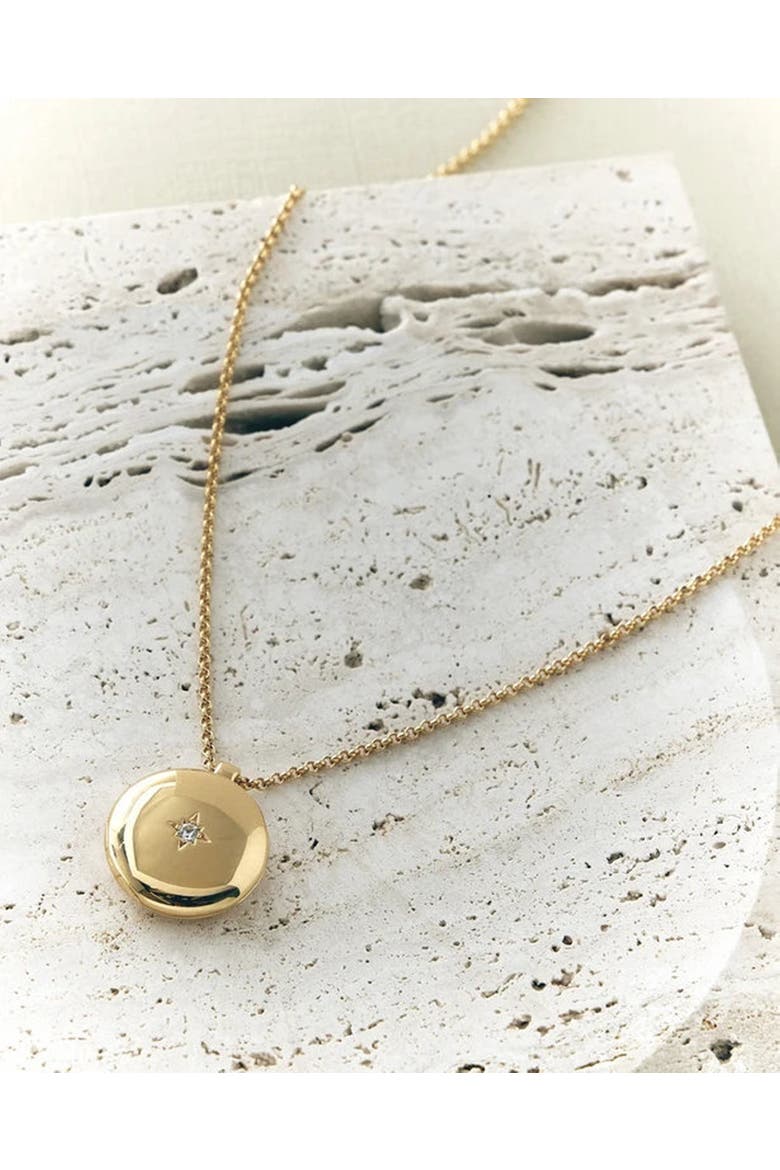 Gold Biography Medium Locket Necklace, Alternate, color, Gold