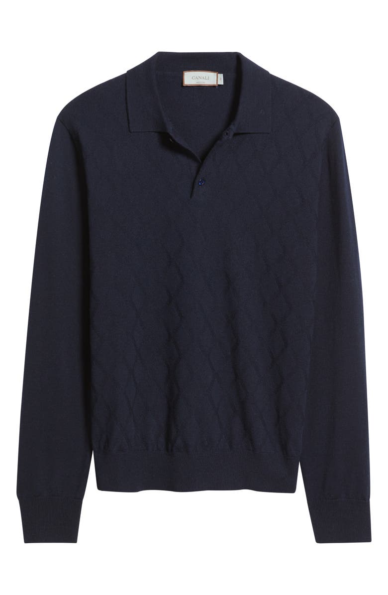 Canali Wool Polo Sweater, Alternate, color, Navy