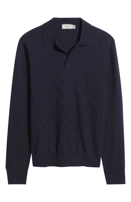 Canali Wool Polo Sweater In Blue
