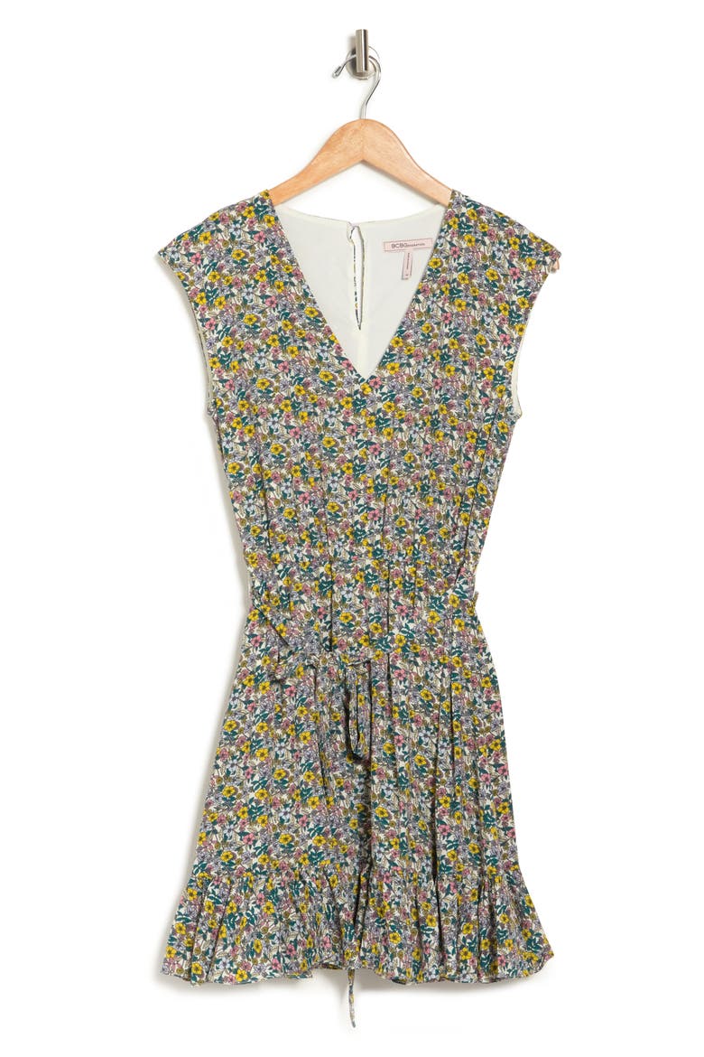Woven Belted Sleeveless Dress, Alternate, color, RETRO FLORAL