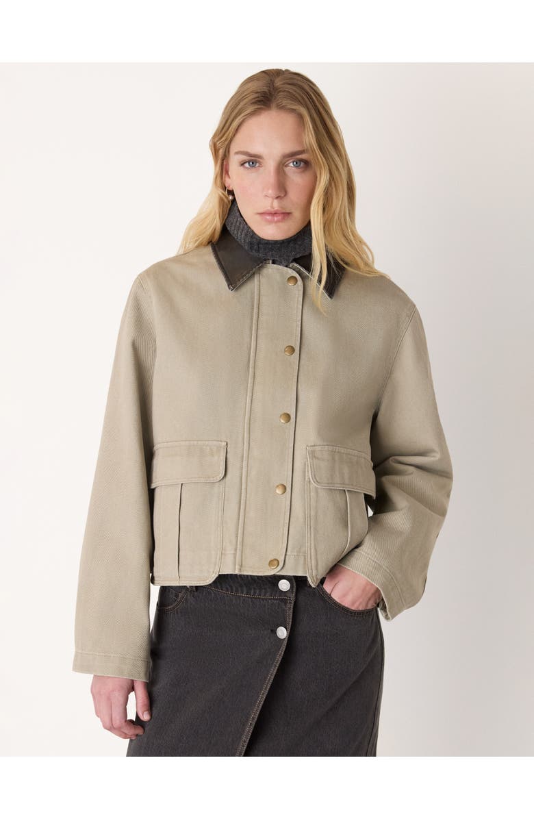 Whistles Casual Contrast Collar Jacket, Main, color, Taupe