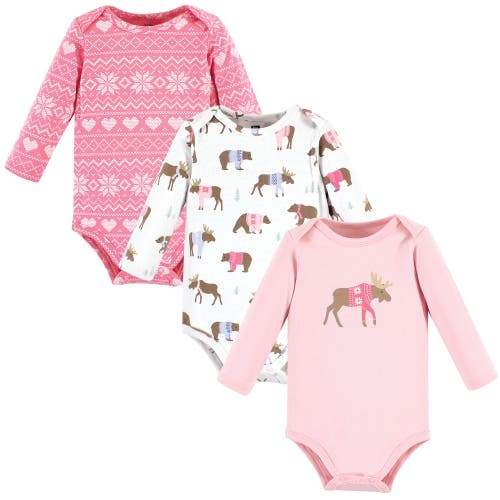 Hudson Baby Little Soft Cotton Long-sleeve One-piece 3pk