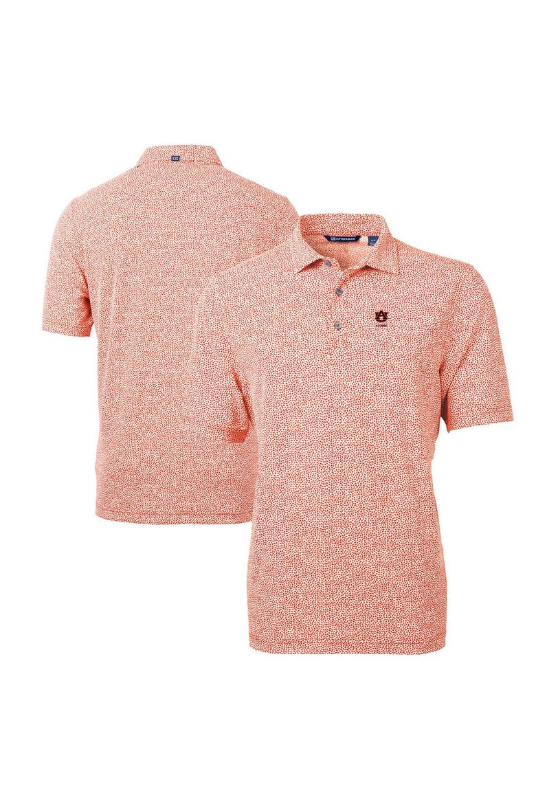 Men's Cutter & Buck  Orange Auburn Tigers Alumni Logo DryTec Virtue Eco Pique Botanical Print Recycled Polo, Main, color, Orange