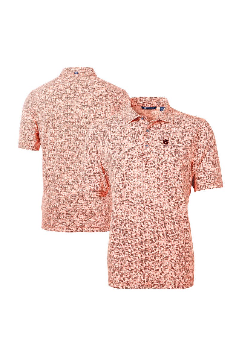 Cutter & Buck Men's Cutter & Buck  Orange Auburn Tigers Alumni Logo DryTec Virtue Eco Pique Botanical Print Recycled Polo, Main, color, 
