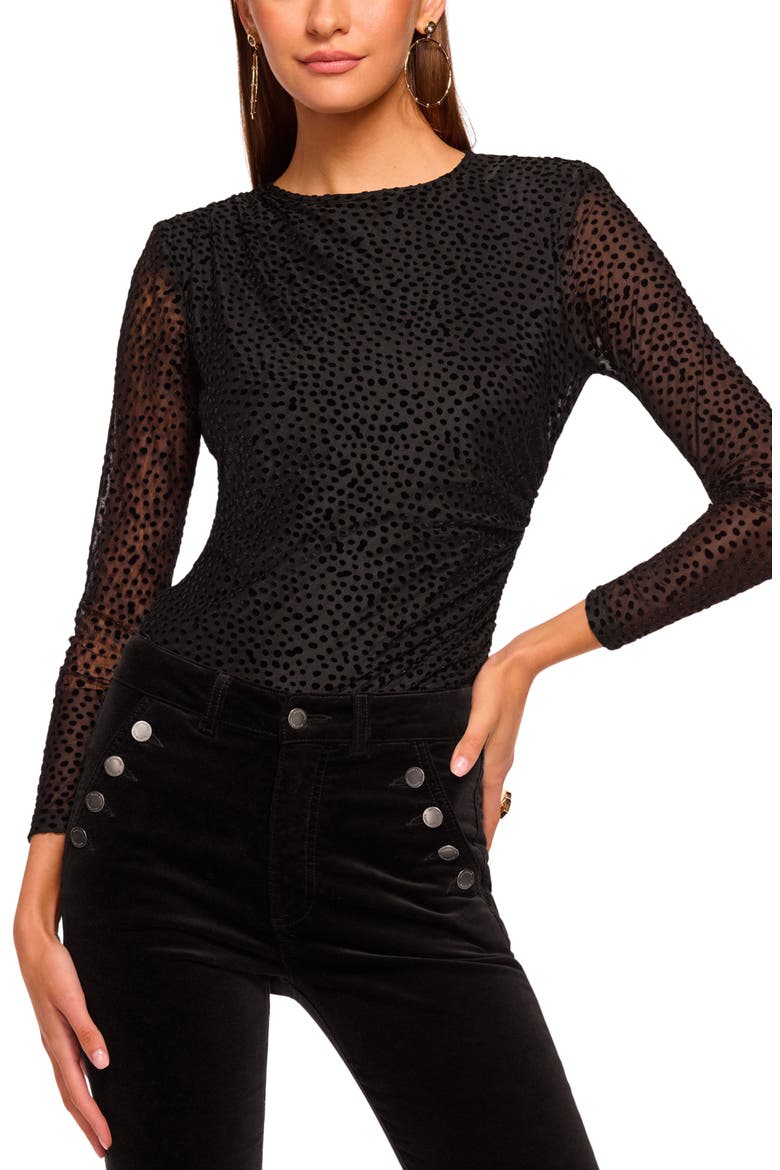Larry Polka Dot Long Sleeve Top, Main, color, BLACK DOT