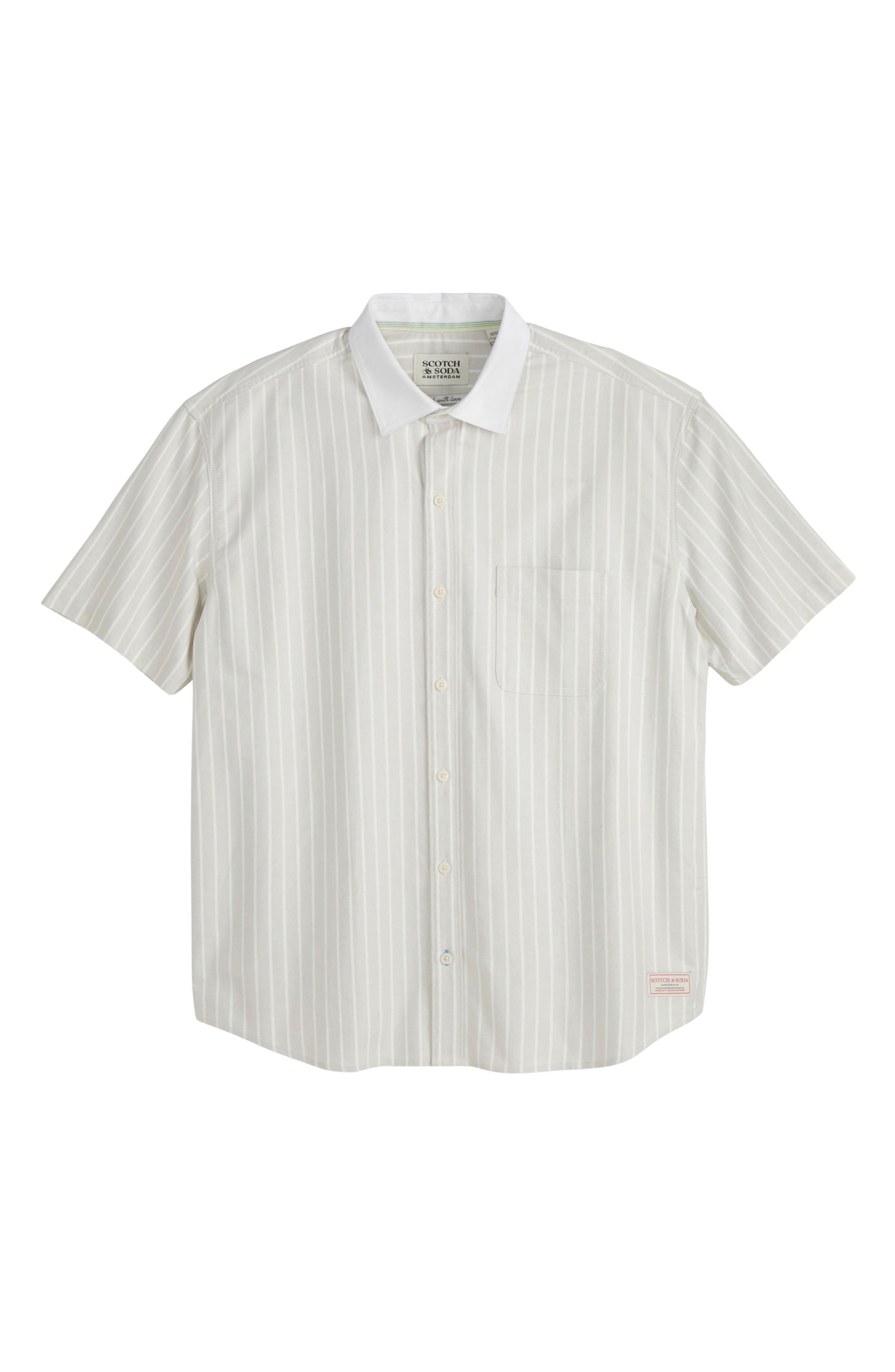 Scotch & Soda Pinpoint Boxy Short Sleeve Cotton Button-Up Shirt