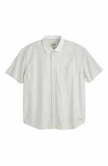 Scotch & Soda Pinpoint Boxy Short Sleeve Cotton Button-Up Shirt