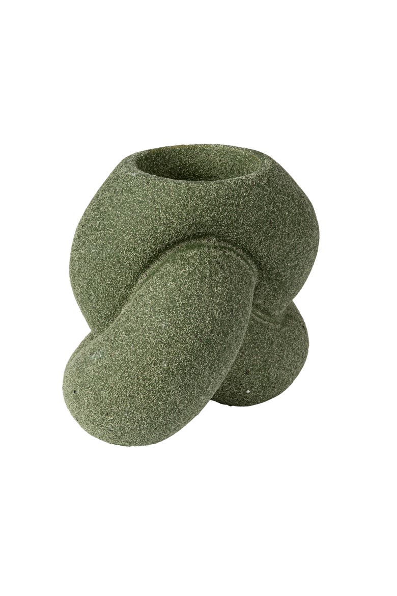 Stoneware Tealight/Taper Holder, Sand Finish, Green, Main, color, Green