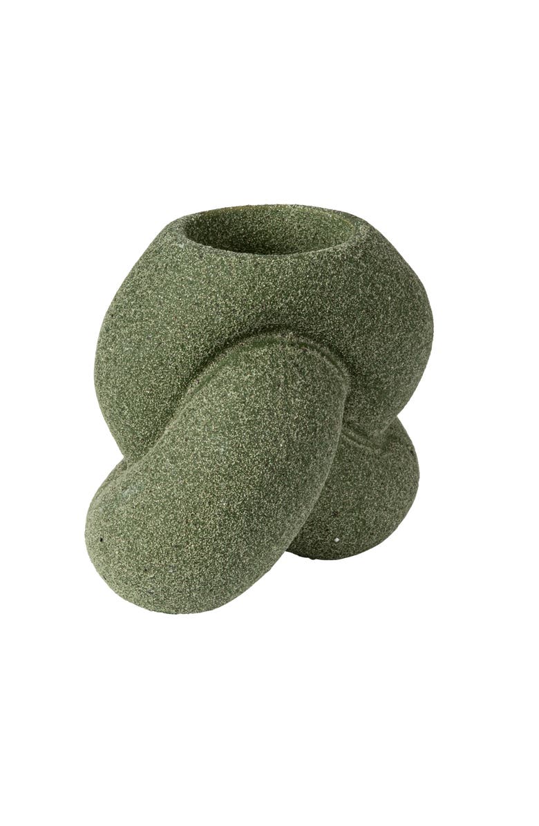 Storied Home Stoneware Tealight/Taper Holder, Sand Finish, Green, Main, color, Green