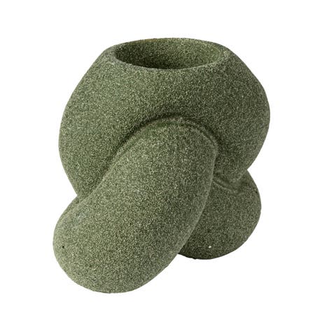 Stoneware Tealight/Taper Holder, Sand Finish, Green