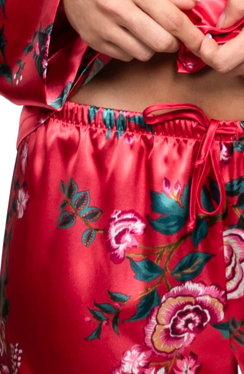 In Bloom by Jonquil Phoenix Long Sleeve Satin Short Pajamas, Alternate, color, Red