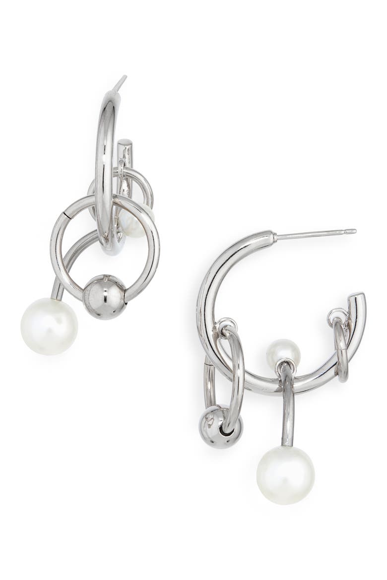 Chase Hoop Charm Earrings, Main, color, PALLADIUM
