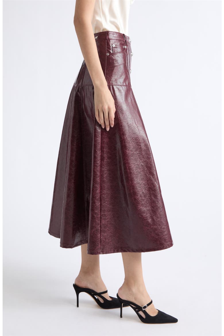 Faux Leather Midi Skirt, Alternate, color, BLACK CHERRY
